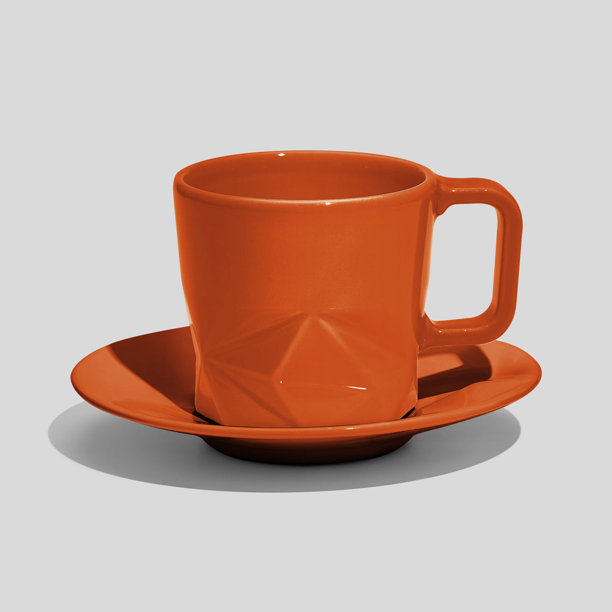 Facettierte Tasse mit Untertasse 200 ml – Orange