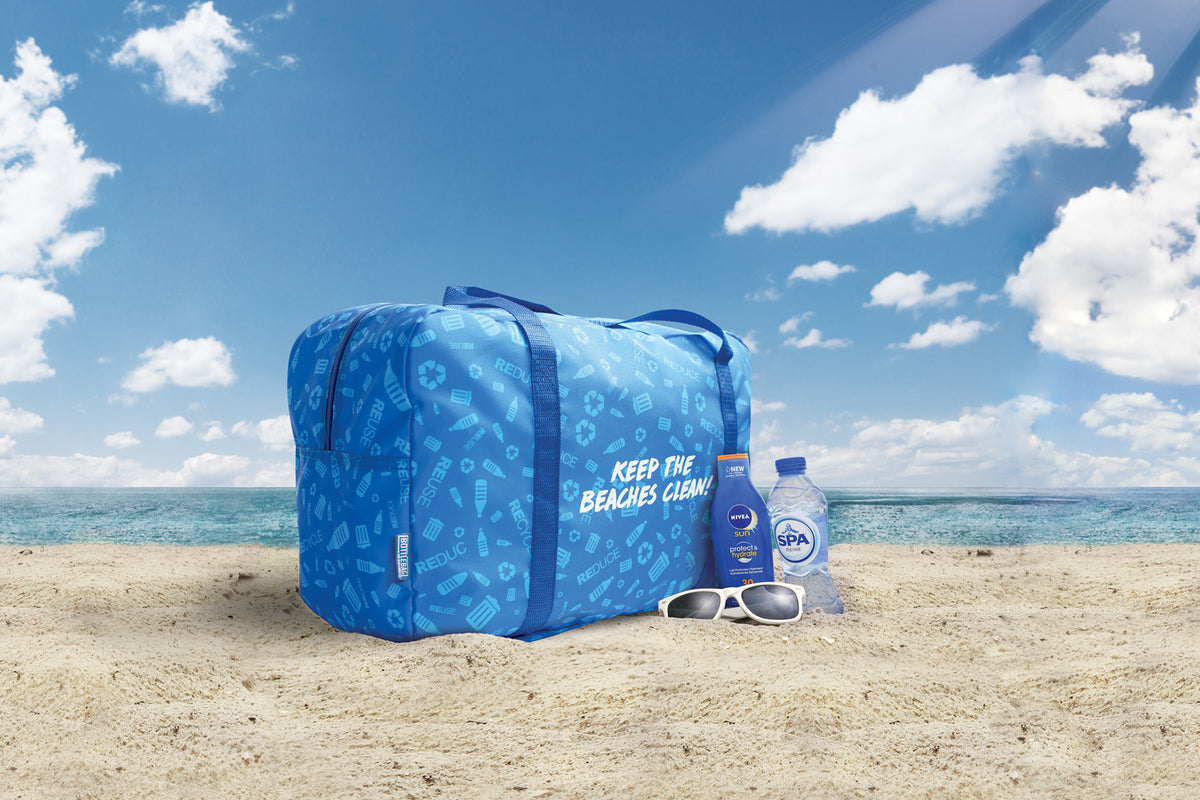Faltbare Strandtasche mit Innentasche und Logodruck