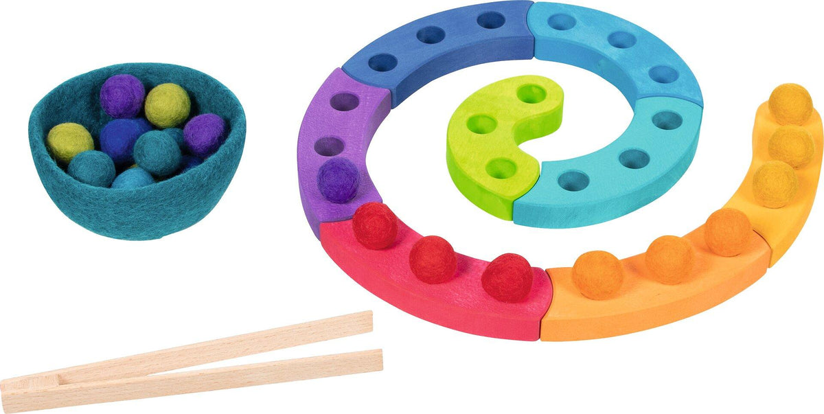 Farbsortierspiel Spirale mit Filzkugeln von goki