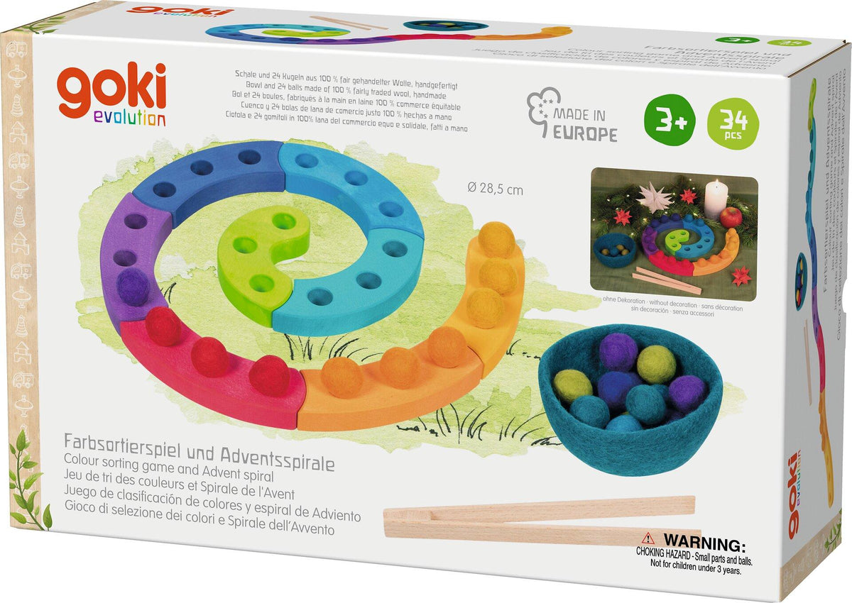 Farbsortierspiel Spirale mit Filzkugeln von goki – siebte Ansicht