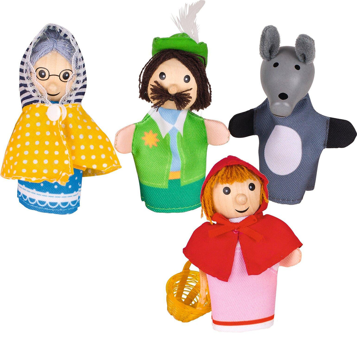 Fingerpuppenset Rotkäppchen mit Wolf und Großmutter