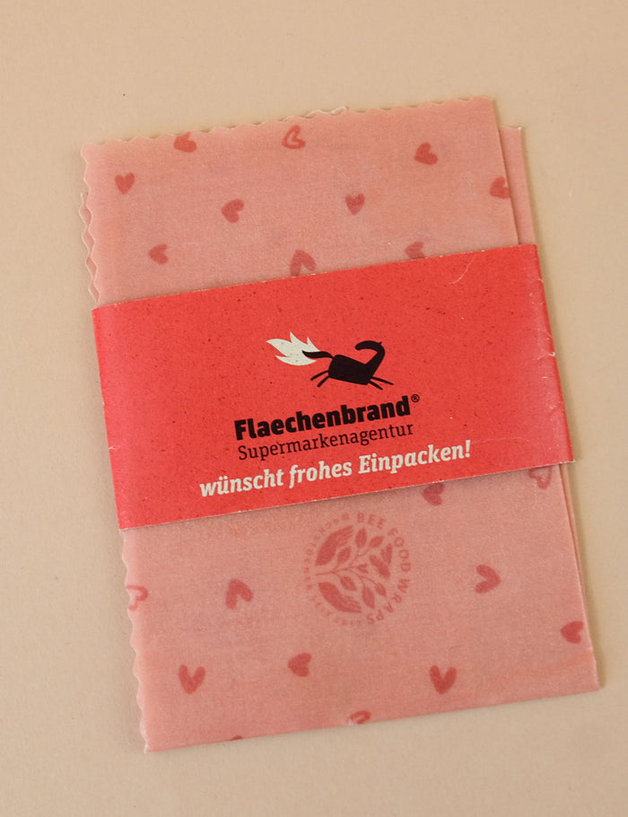 Bienenwachstücher mit Banderole für Flaechenbrand, Kundenprojekt von Vanilla & Pepper