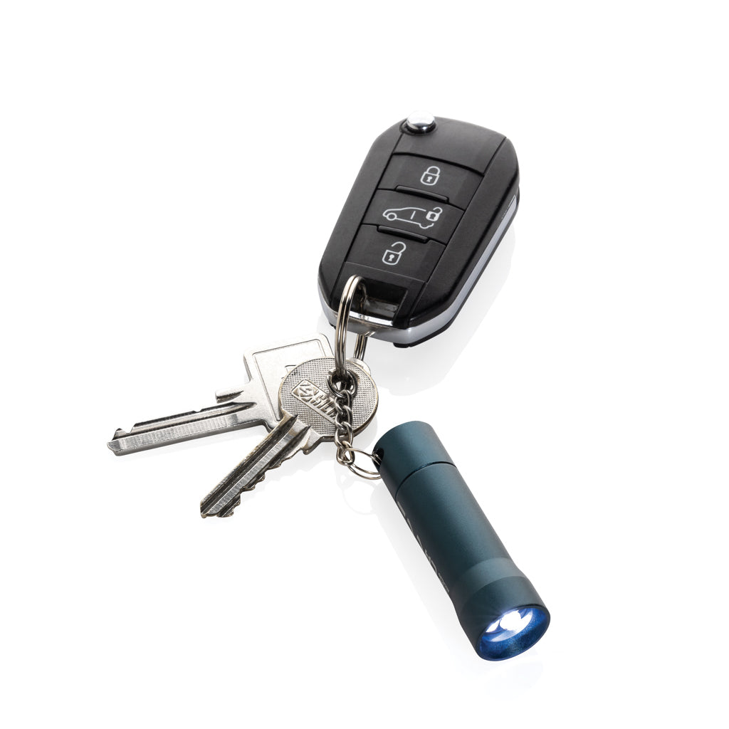 Flash Schlüsselanhänger-Taschenlampe aus RCS rec. Aluminium – blau
