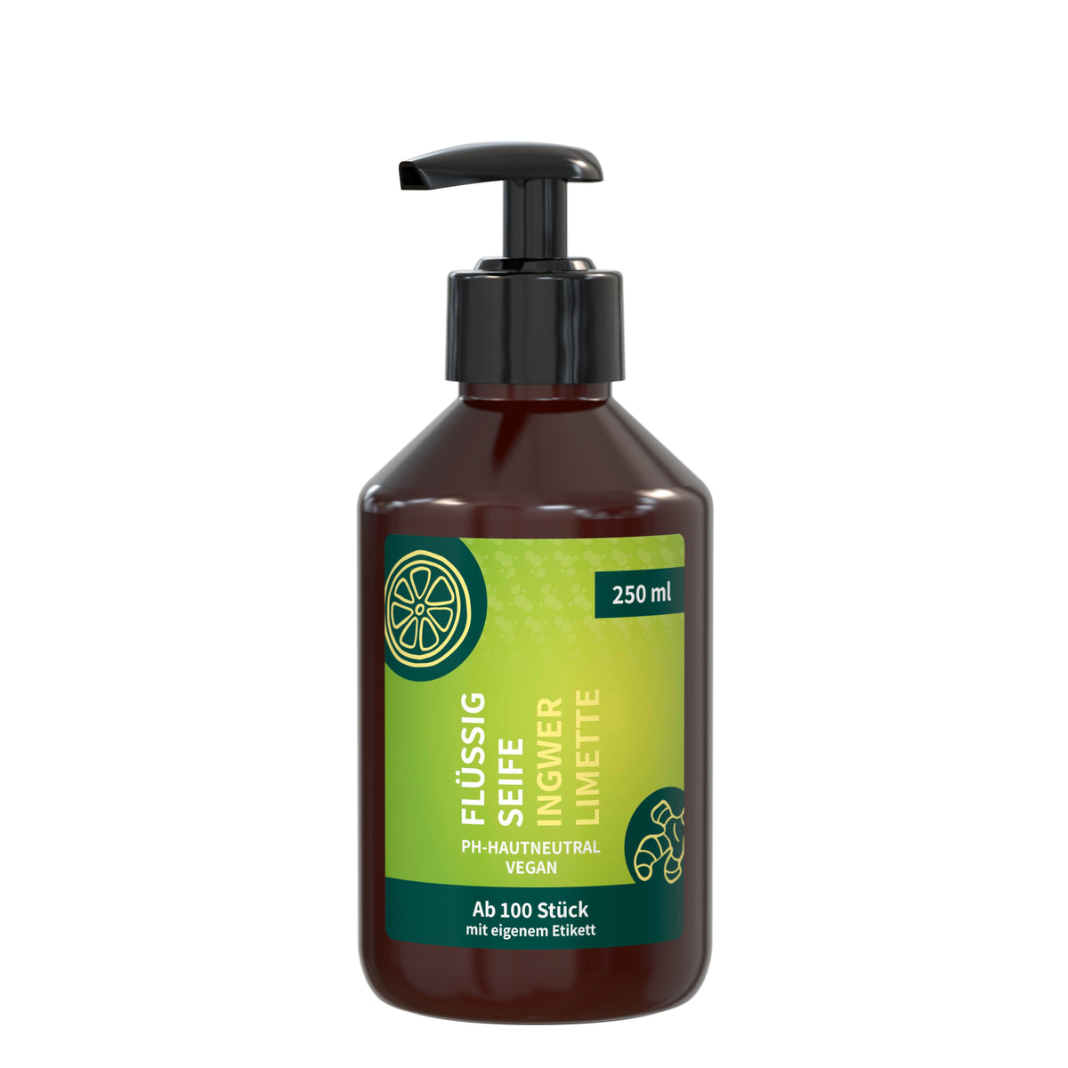 Flüssigseife Ingwer Limette 250 ml Pumpspender mit Etikett