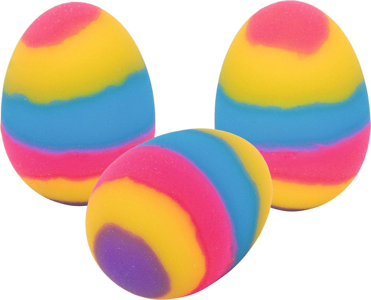 Flummy Eier bunt gestreift in Eiform von goki
