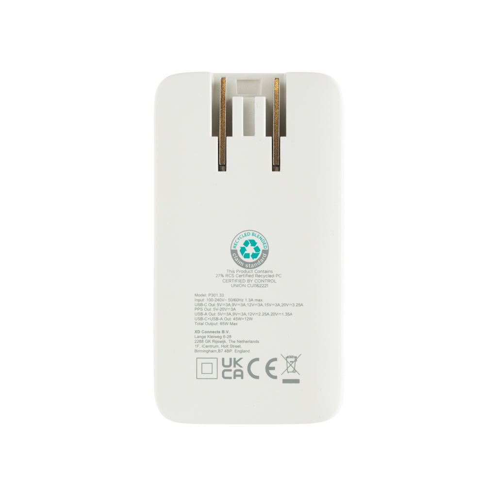 Fluxo flaches RCS 65W GaN-Ladegerät mit Stecker-Adaptern