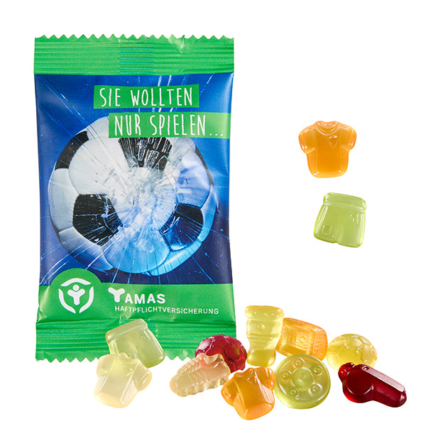Fruchtgummi in Standardformen im Werbetütchen 100 x 60 mm, 15 g