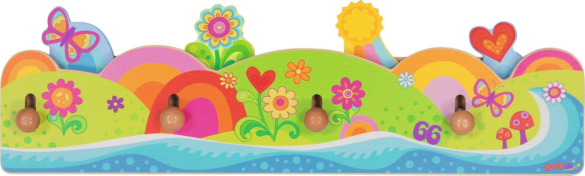 Garderobe FlowerPower mit vier Holzhaken von goki