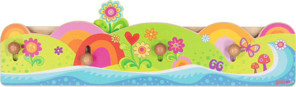 Garderobe FlowerPower mit vier Holzhaken von goki – vierte Ansicht