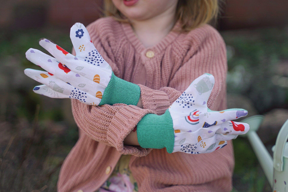 Gartenhandschuhe für Kinder aus Baumwolle im Sechserpack – Frontansicht