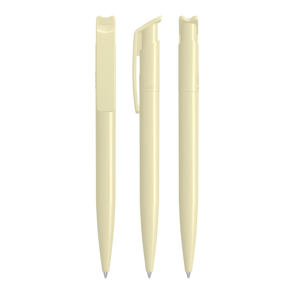 Gedeckter Druckkugelschreiber mit genoppter Griffzone – Beige