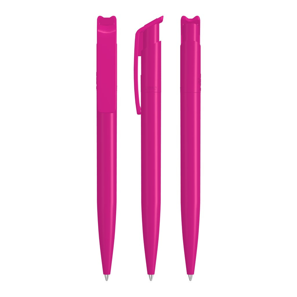 Gedeckter Druckkugelschreiber mit genoppter Griffzone – Magenta