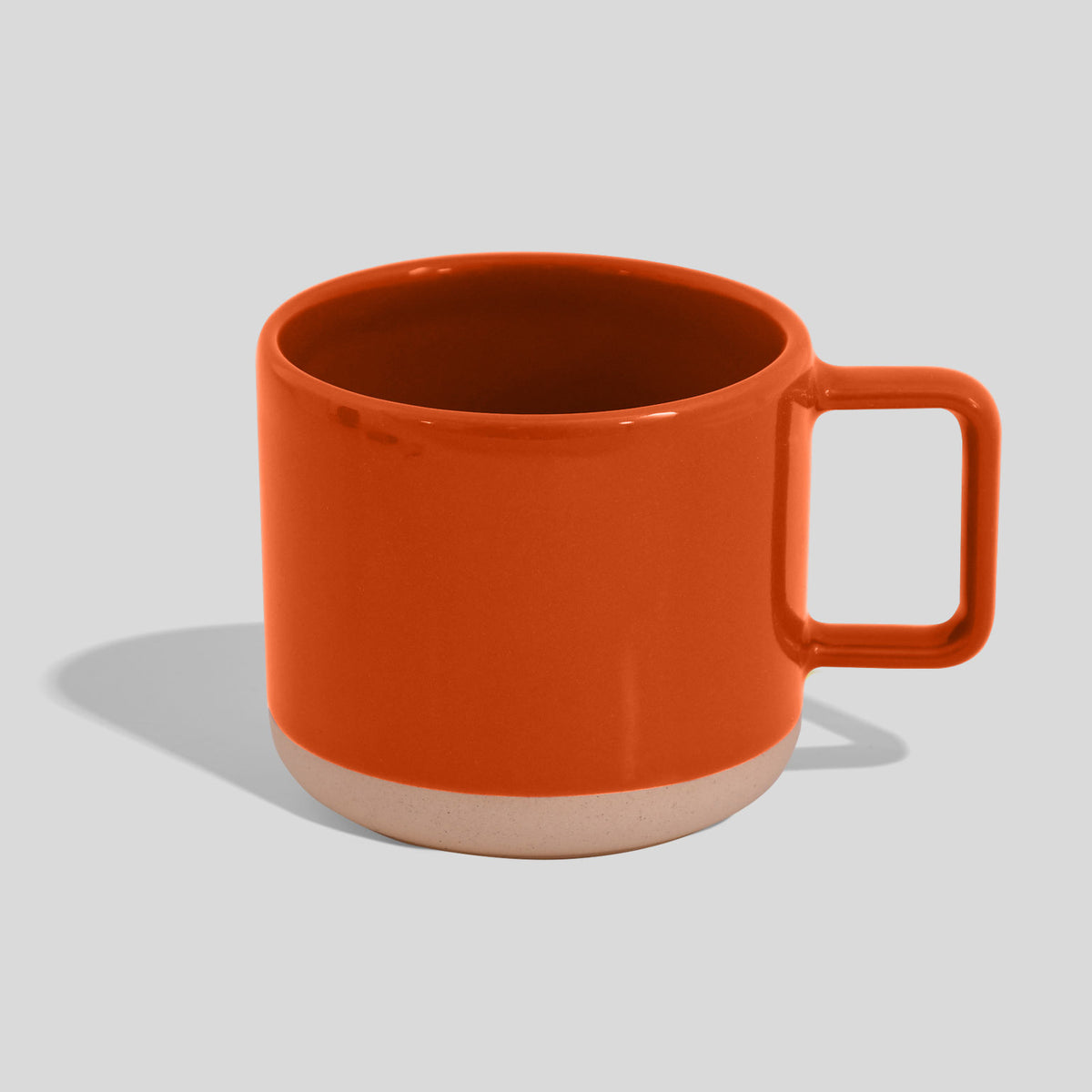 Gedrungener Keramikbecher 250 ml mit geraden Wänden – Orange