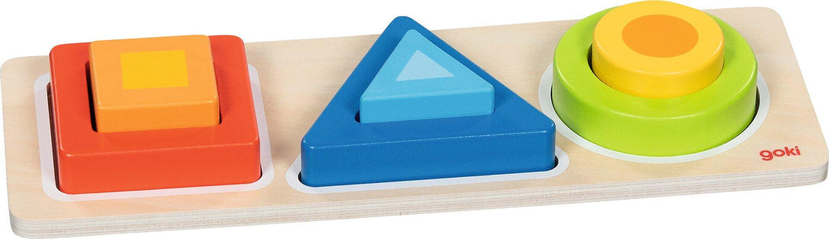 Geo Blocks Formensortierbrett aus Holz mit sechs Teilen