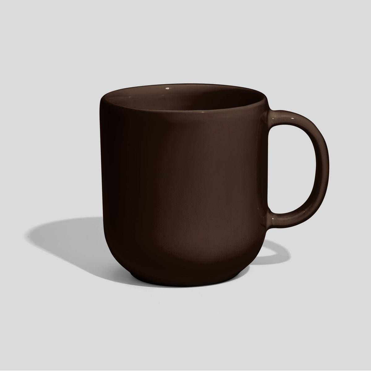Gerundeter Kaffeebecher 280 ml mit halbrundem Henkel – Dunkelbraun