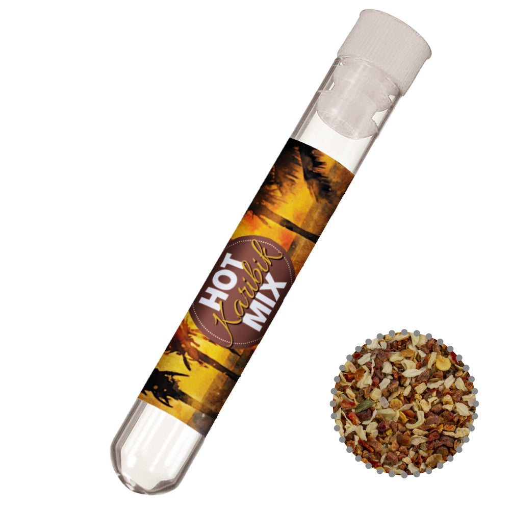 Gewürzauswahl im Reagenzglas – Gewürzmischung HOT Karibik Mix, ca. 5 g