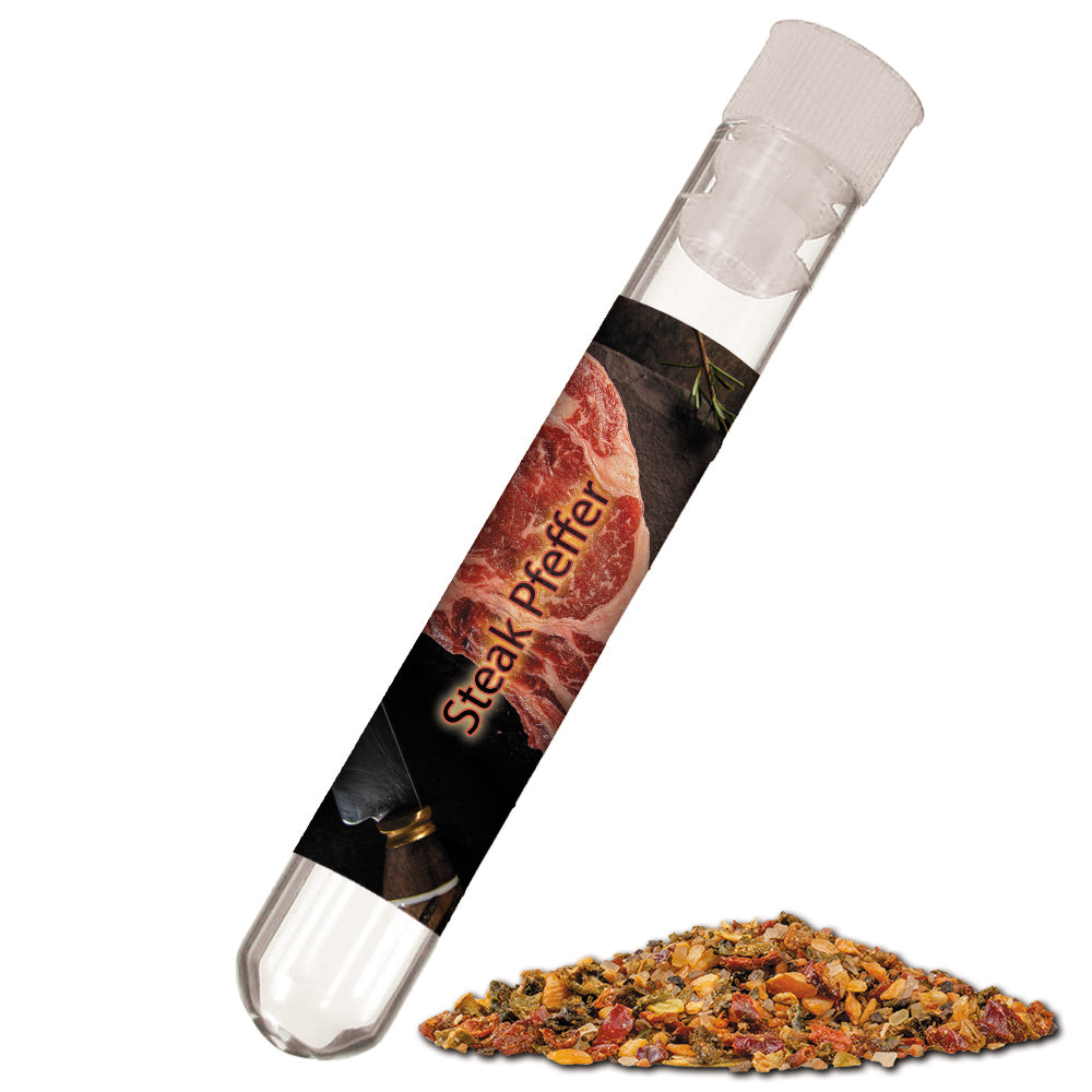 Gewürzauswahl im Reagenzglas – Gewürzmischung Steak Pfeffer, ca. 7 g