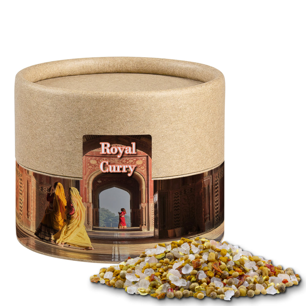 Gewürze und Salz in der kleinen Kraftpapierdose – Royal Curry, ca. 50 g
