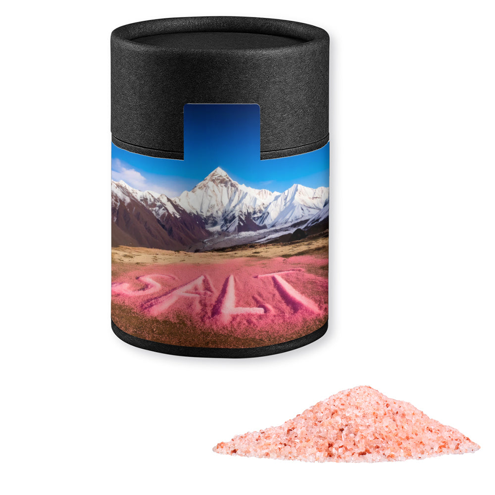 Gewürze und Salz in der schwarzen Kraftpapierdose – Rosa Kristallsalz, ca. 135 g