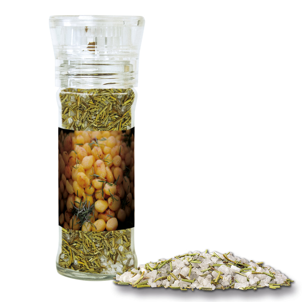 Gewürzmischungen in der Gewürzmühle aus Glas – Gewürzmischung Rosmarin Salz, ca. 65 g