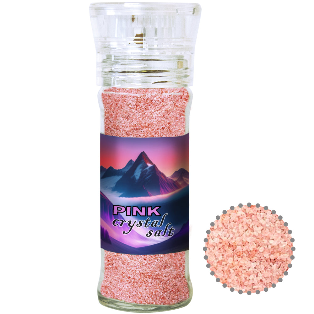 Gewürzmischungen in der Gewürzmühle aus Glas – Rosa Kristallsalz, ca. 80 g