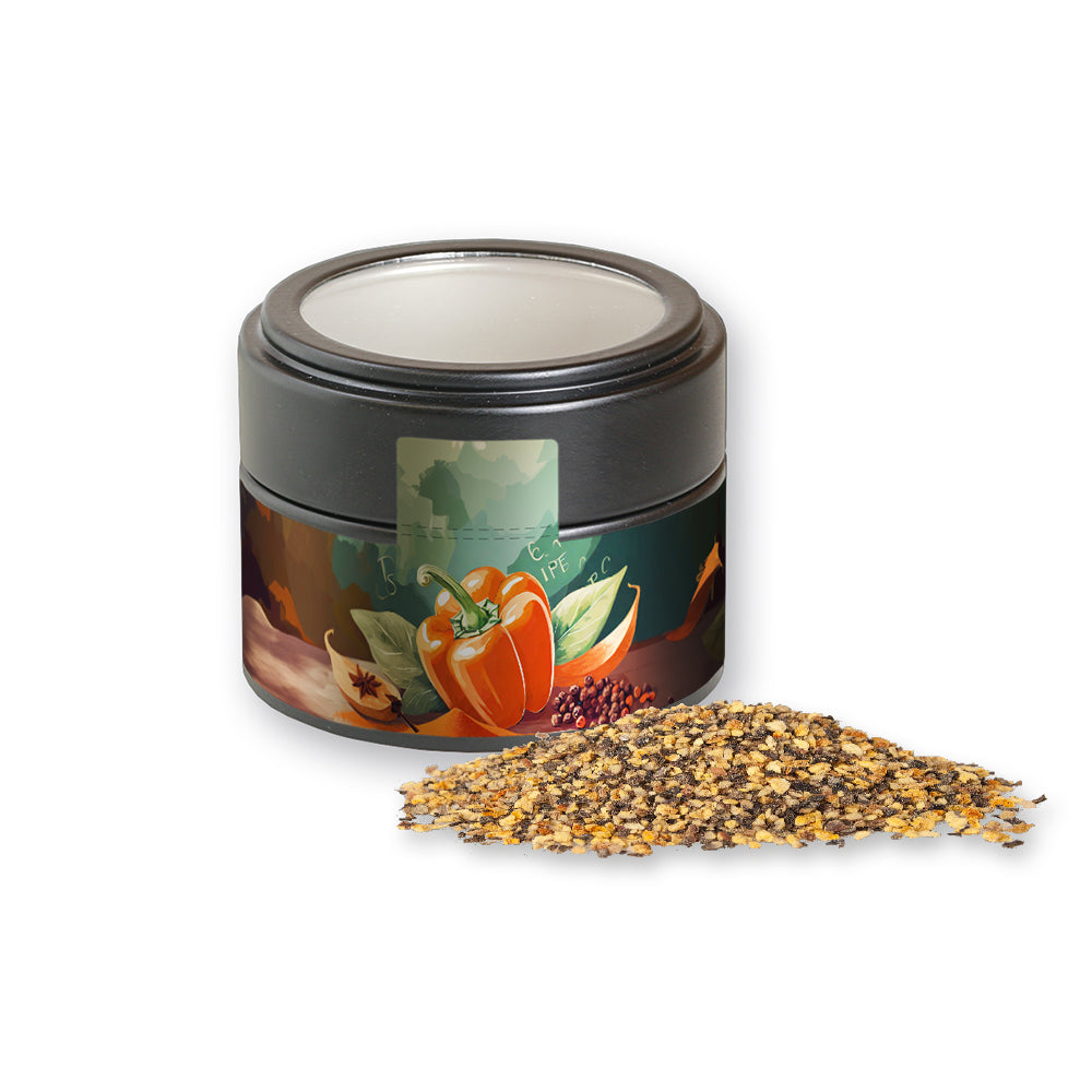 Gewürzmischungen in der schwarzen Metalldose Mini – Gewürzmischung Orangen Pfeffer, ca. 55 g