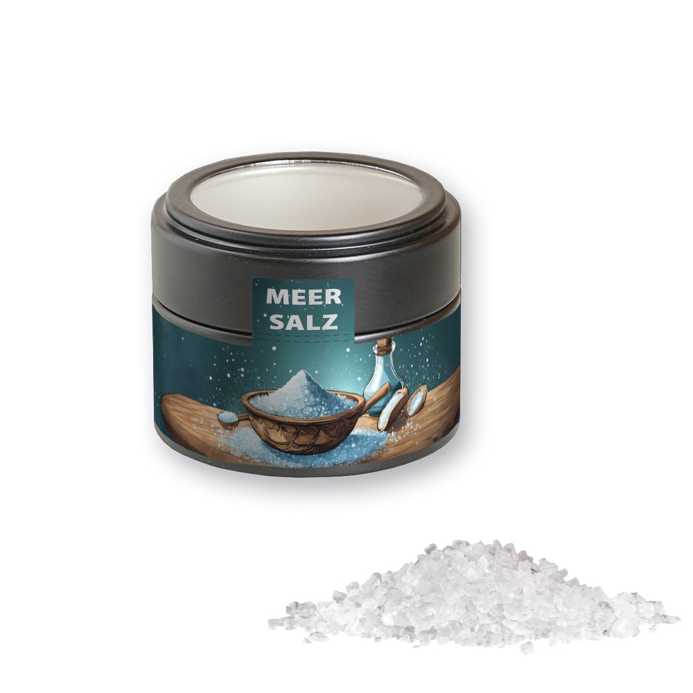 Gewürzmischungen in der schwarzen Metalldose Mini – Meersalz, ca. 110 g