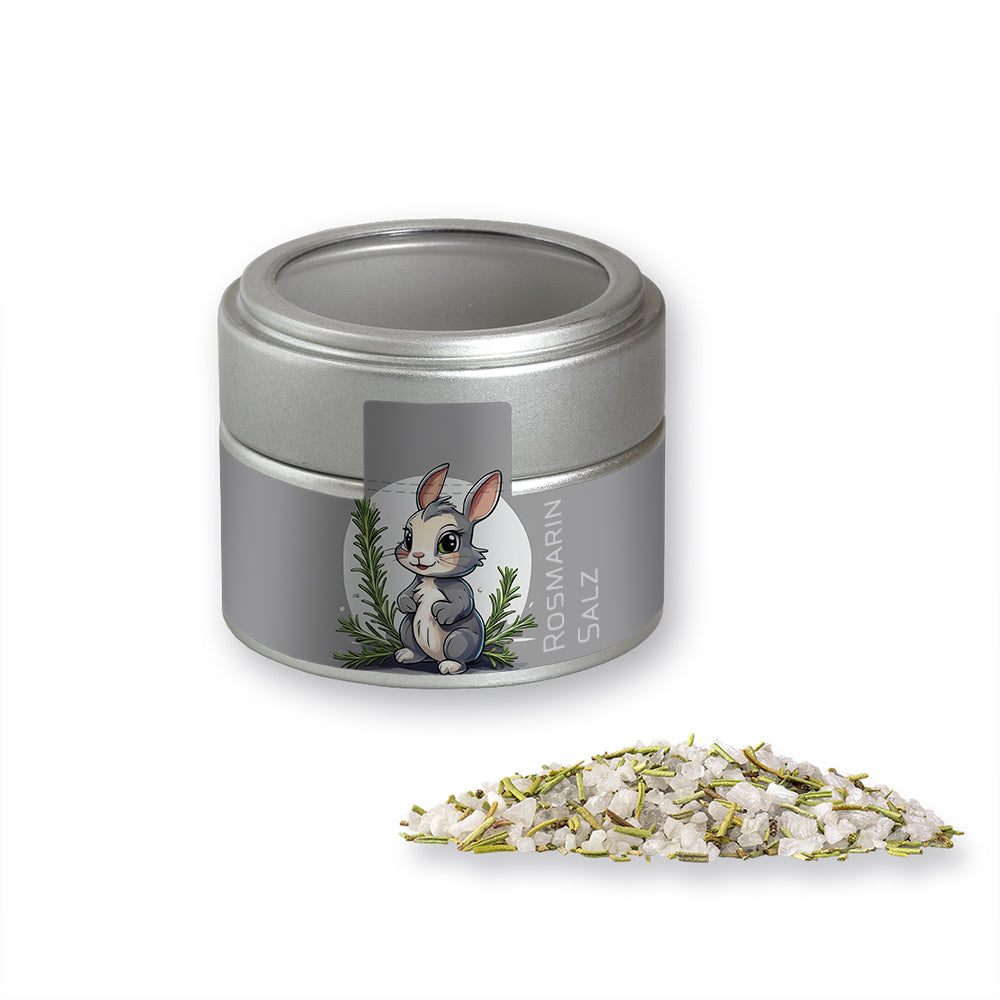 Gewürzmischungen in der silbernen Metalldose Mini – Gewürzmischung Rosmarin Salz, ca. 75 g
