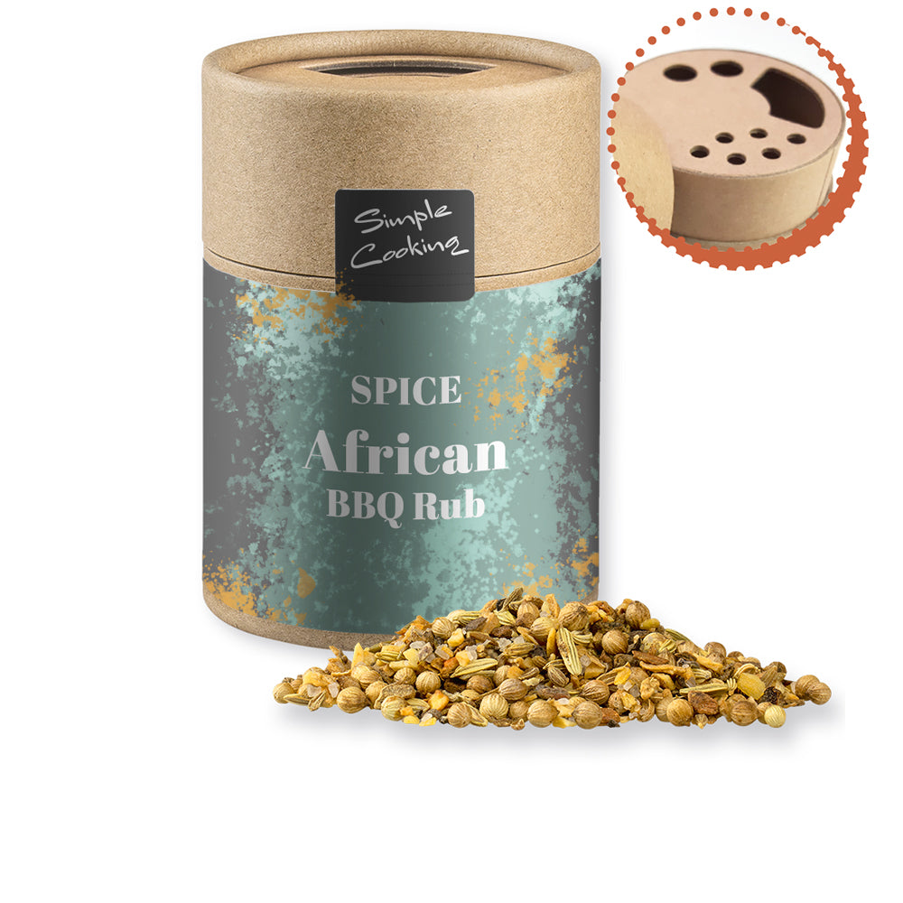Gewürzstreuer Midi mit Logo Etikett – Gewürzmischung African BBQ, ca. 75 g