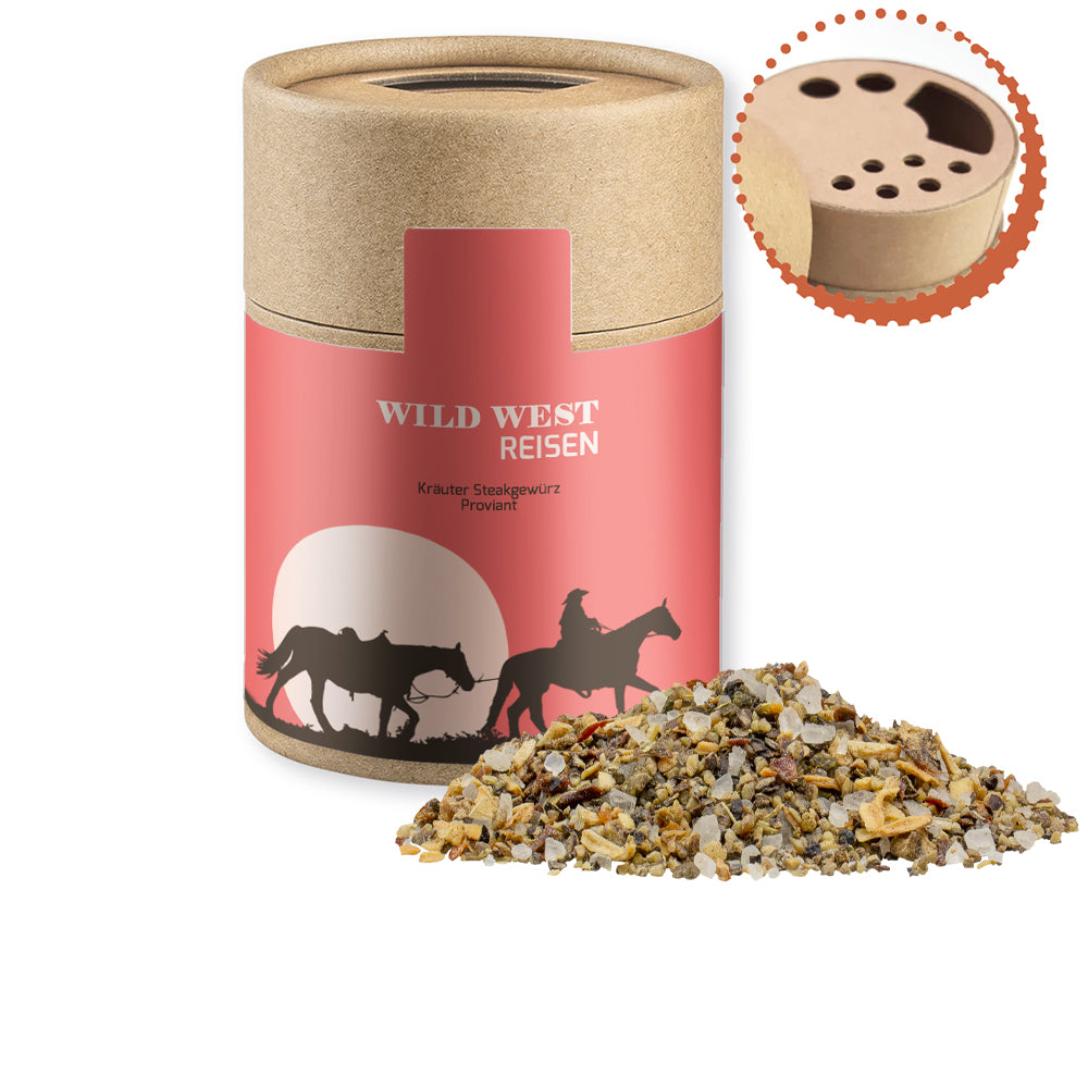 Gewürzstreuer Midi mit Logo Etikett – Gewürzmischung Kräuter Steakgewürz, ca. 45 g
