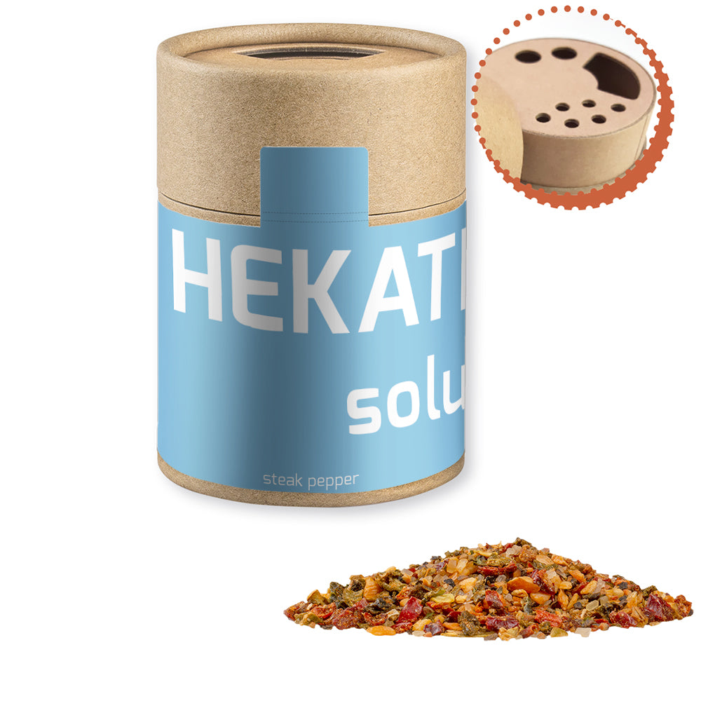 Gewürzstreuer Midi mit Logo Etikett – Gewürzmischung Steak Pfeffer, ca. 75 g