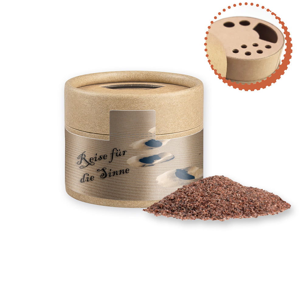 Gewürzstreuer Mini mit Logo Etikett – Kala Namak, ca. 55 g