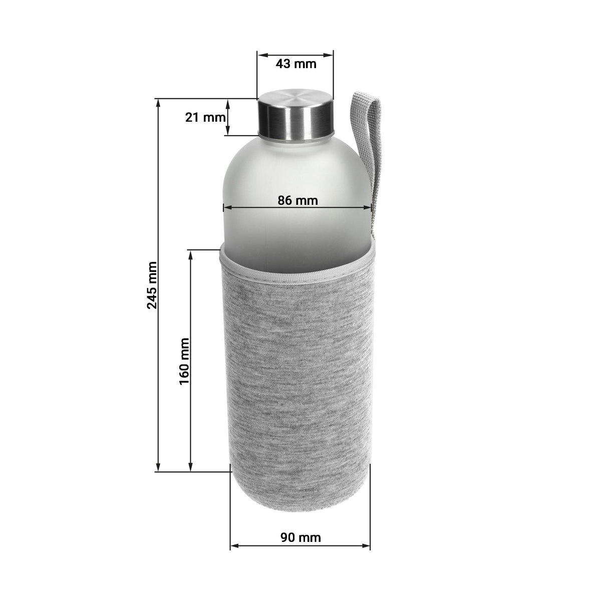 Glasflasche mit Hülle „Iced“ 1,0 l