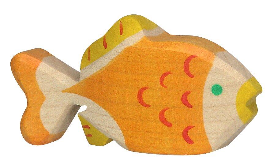 Goldfisch aus Holz mit orangem Körper von HOLZTIGER