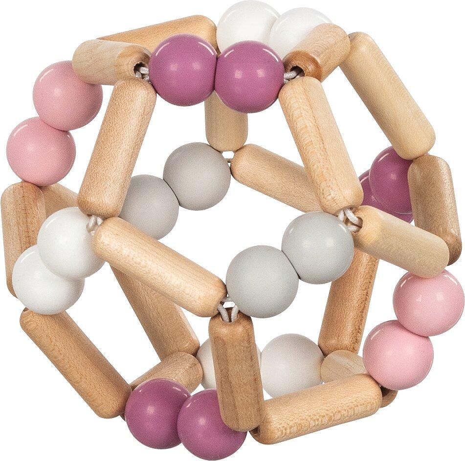 Greifling Ball rosa aus Holz und Silikon – Gesamtansicht