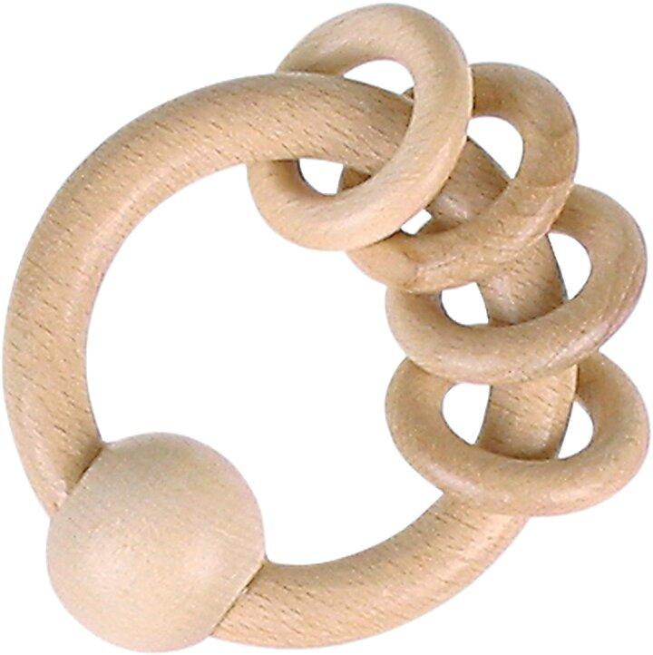 Greifling mit vier Ringen und Kugel aus Holz – Ansicht