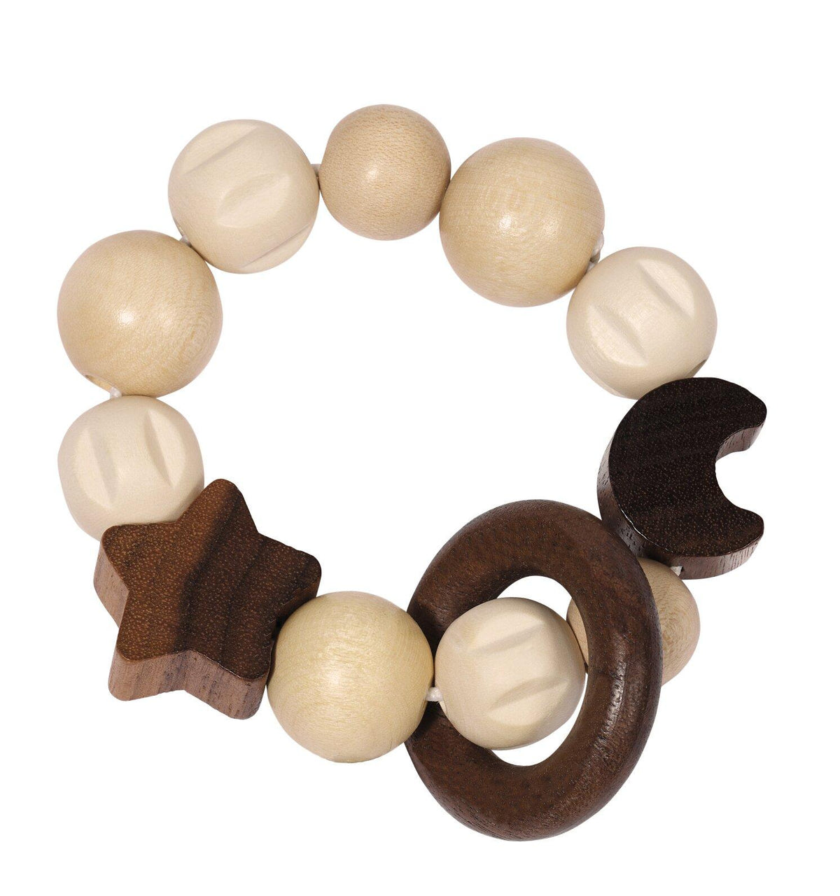 Greifling Mond und Stern aus hellem und dunklem Holz