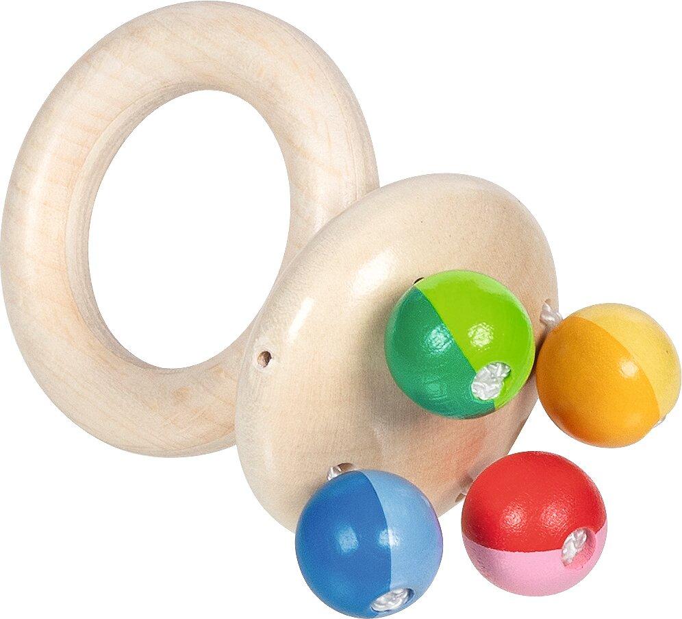 Greifling Rassel mit Ring und vier Farbkugeln – Gesamtansicht