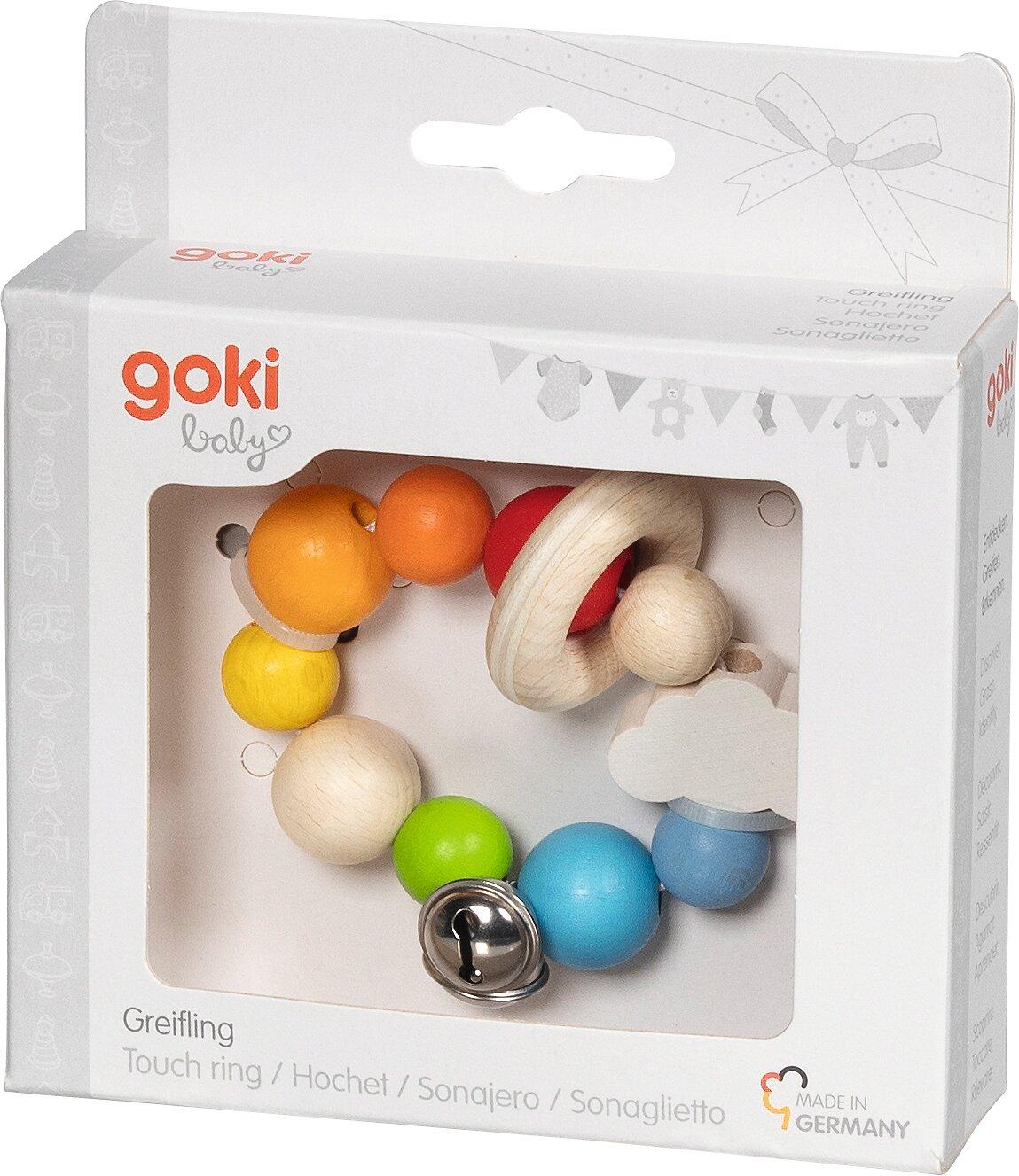 Greifling Regenbogenkugeln mit weißer Holzwolke – Verpackung