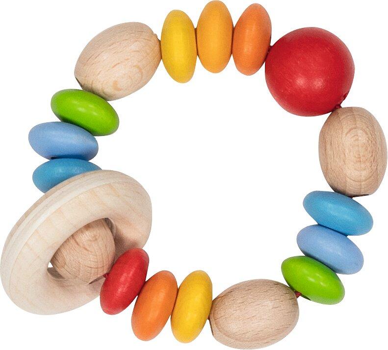 Greifling Regenbogenlinsen mit Ring aus Holz – Ansicht