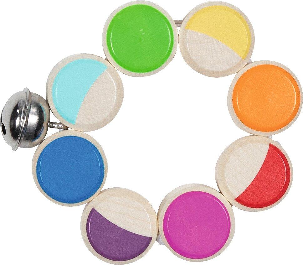 Greifling Regenbogenscheiben mit Glöckchen, Ø 7,5 cm
