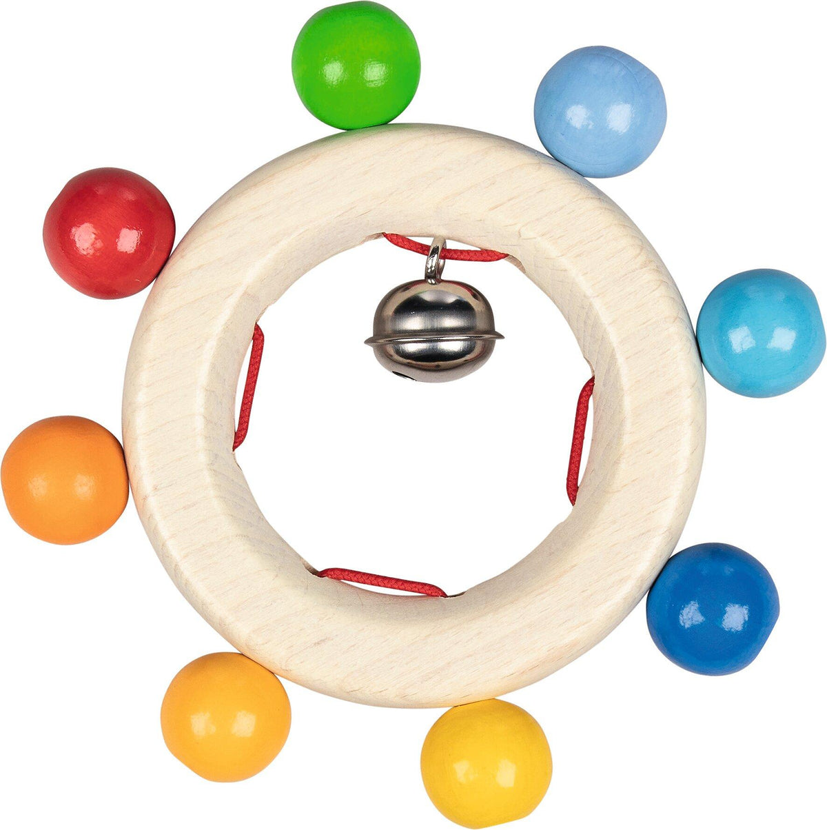 Greifling Ring mit Regenbogenperlen und Glöckchen