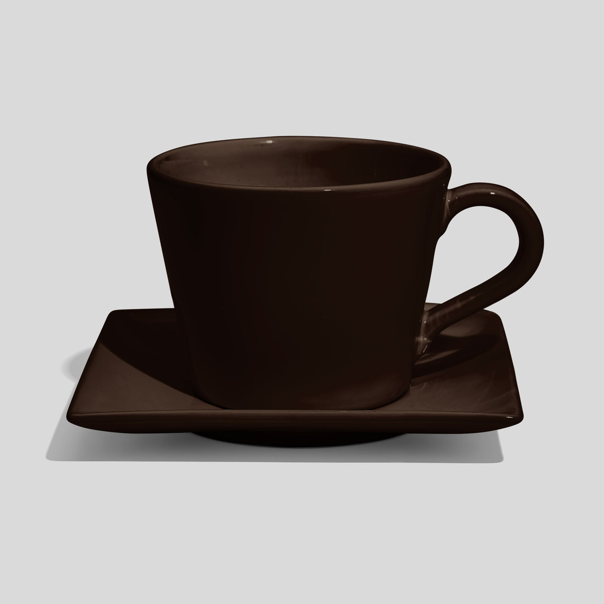 Große Tasse in Kegelform mit quadratischer Untertasse 520 ml – Dunkelbraun