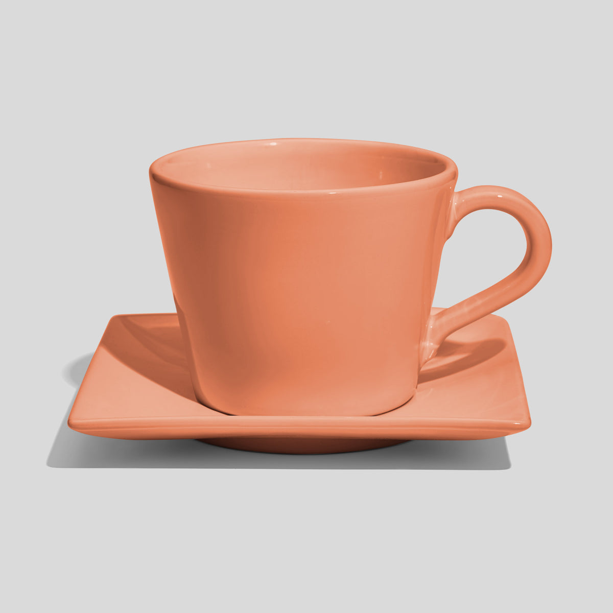 Große Tasse in Kegelform mit quadratischer Untertasse 520 ml – Lachs