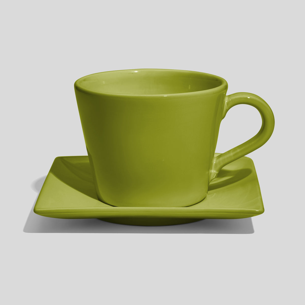 Große Tasse in Kegelform mit quadratischer Untertasse 520 ml – Limettengrün