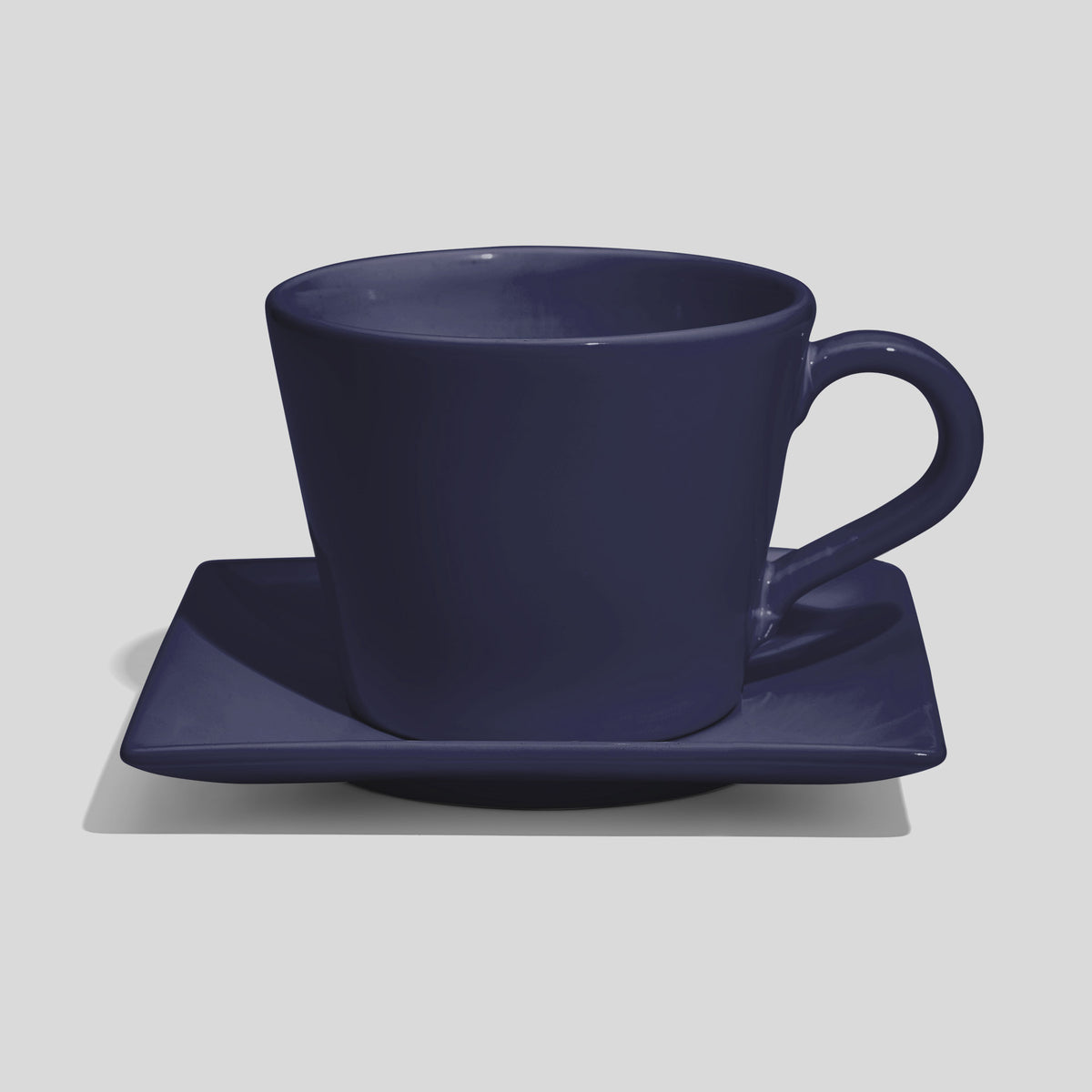 Große Tasse in Kegelform mit quadratischer Untertasse 520 ml – Marineblau