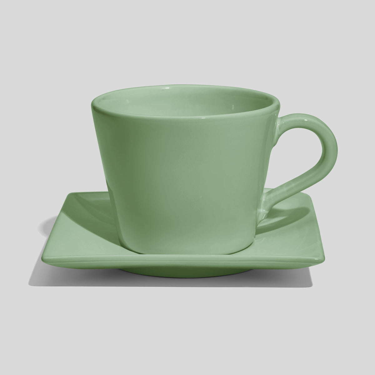 Große Tasse in Kegelform mit quadratischer Untertasse 520 ml – Mintgrün