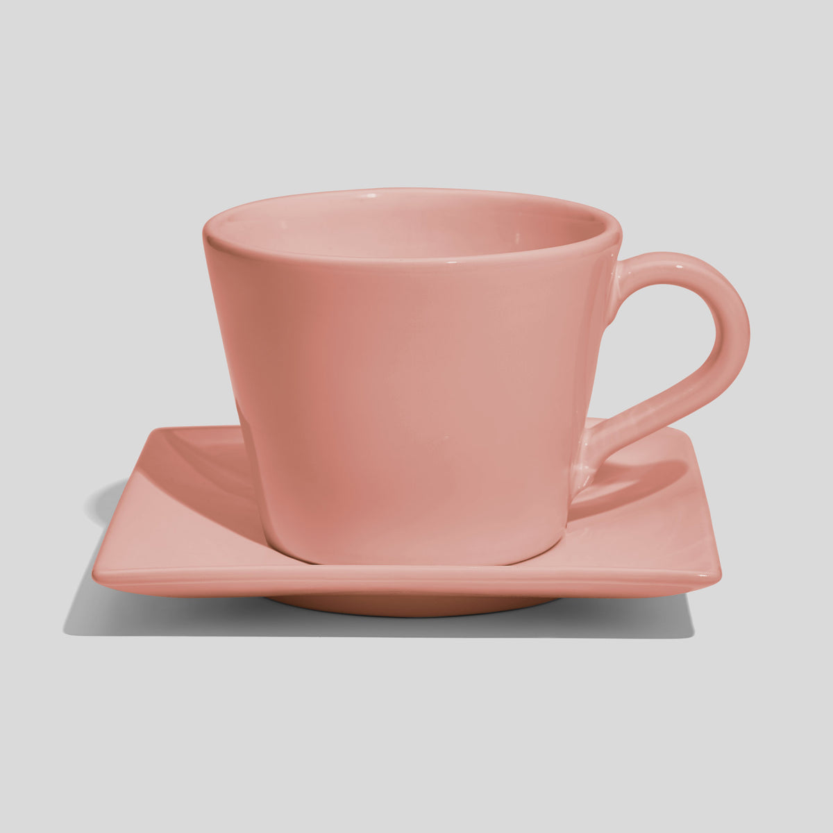 Große Tasse in Kegelform mit quadratischer Untertasse 520 ml – Rosa