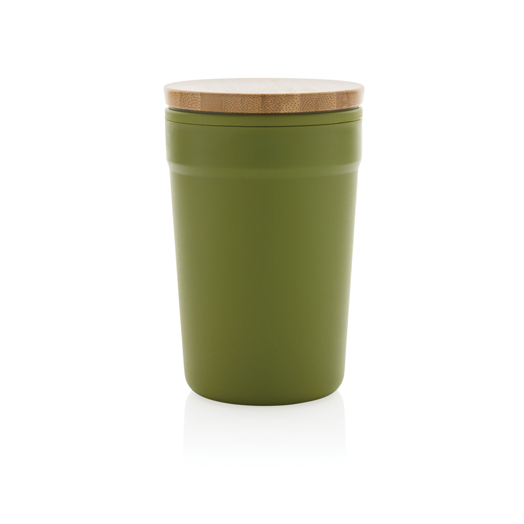 GRS rPP-Becher mit Bambusdeckel – grün