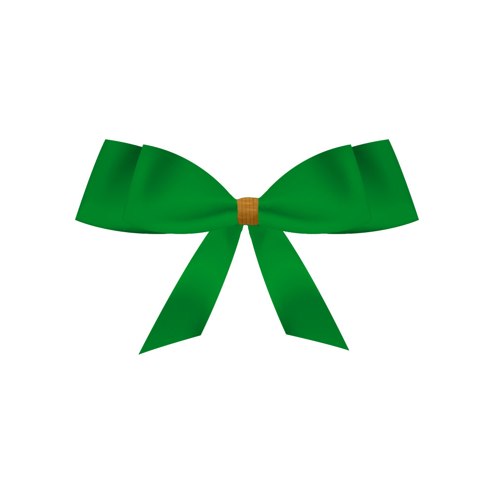 Grüne Geschenkschleife mit goldenem Clip